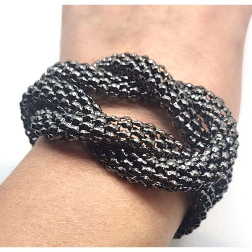 Gunmetal Love Knot Chunky Chain Bracelet Box Clasp 8.5in